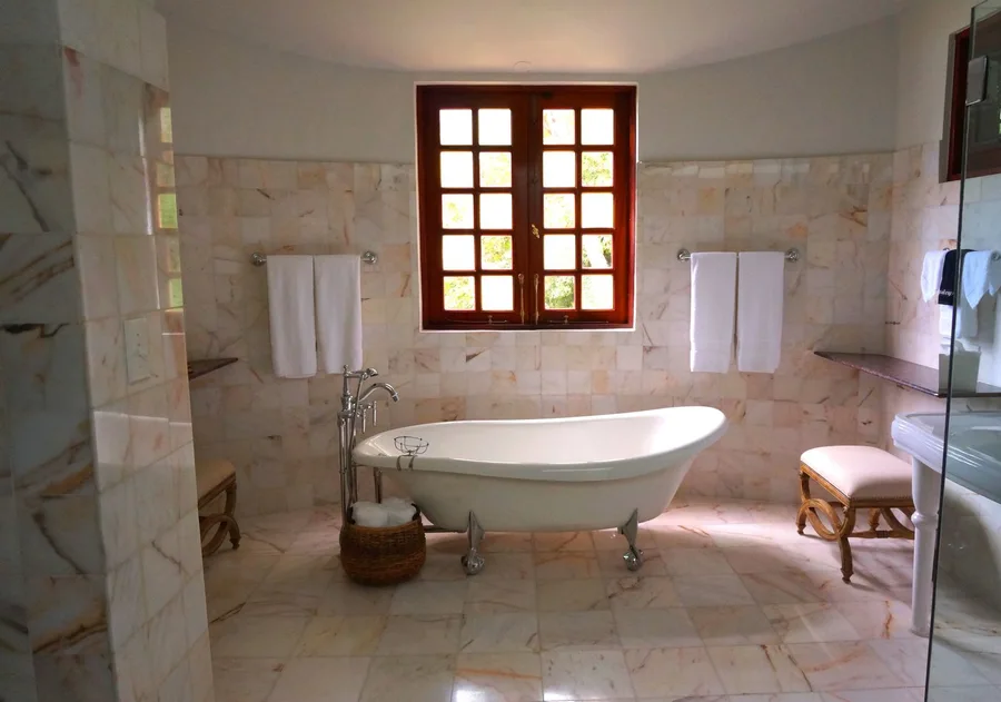 Bathroom interior with softly coordinated finishes